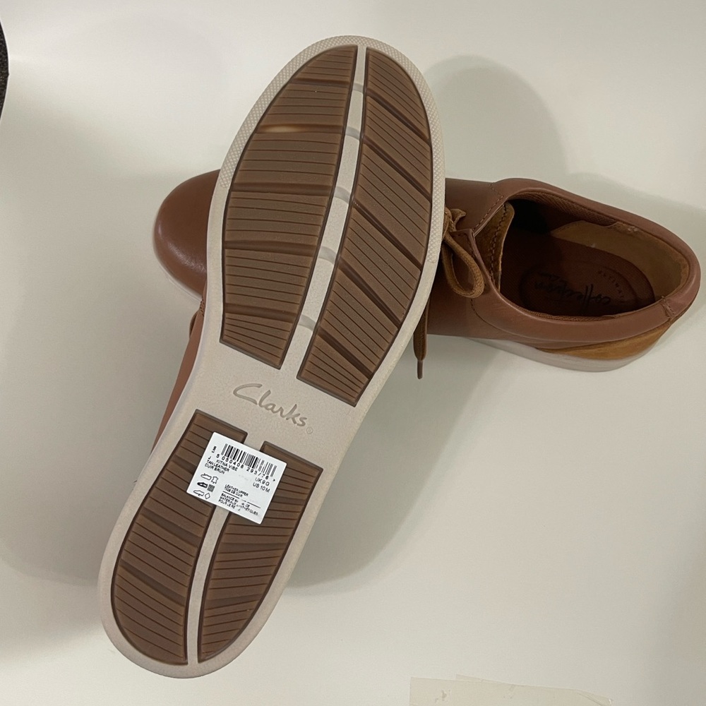 Clarks Mens Kitna Vibe Tan Leather Casual Sneakers Shoes New sz 10 - Picture 7 of 9
